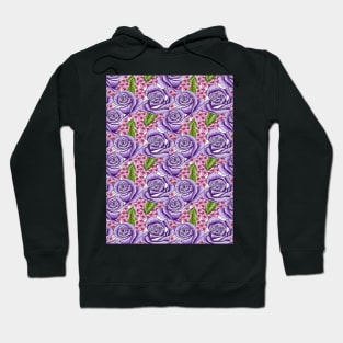 Purple Roses And Hydrangea Pattern Hoodie